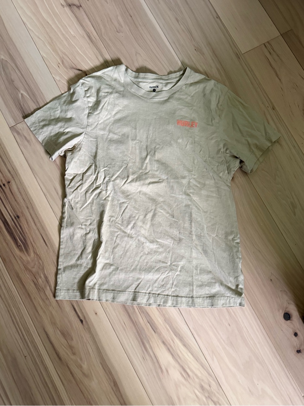Hurley Men's Light Cream Short Sleeve Crew T-Shirt with Subtle Logo